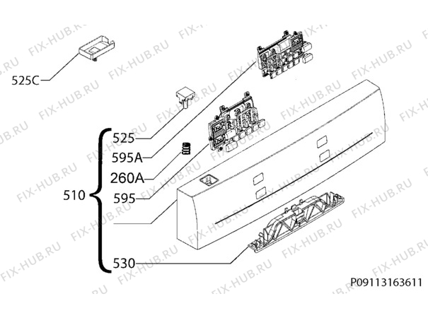 Схема №6 F77011W0P с изображением Модуль (плата) управления для посудомойки Aeg 973911444042064